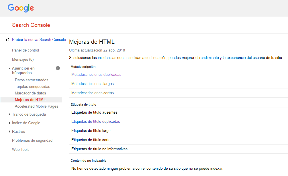 Desindexar con Search Console